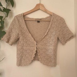 Cream crochet cardi with clasp closure